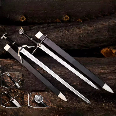 Witcher Sword Replica – Silver Fantasy Blade with Scabbard (Display Only) Replica