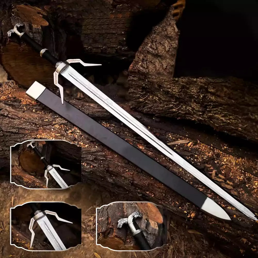 Witcher Sword Replica – Silver Fantasy Blade with Scabbard (Display Only) Replica