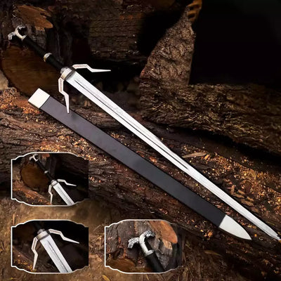 Witcher Sword Replica – Silver Fantasy Blade with Scabbard (Display Only) Replica