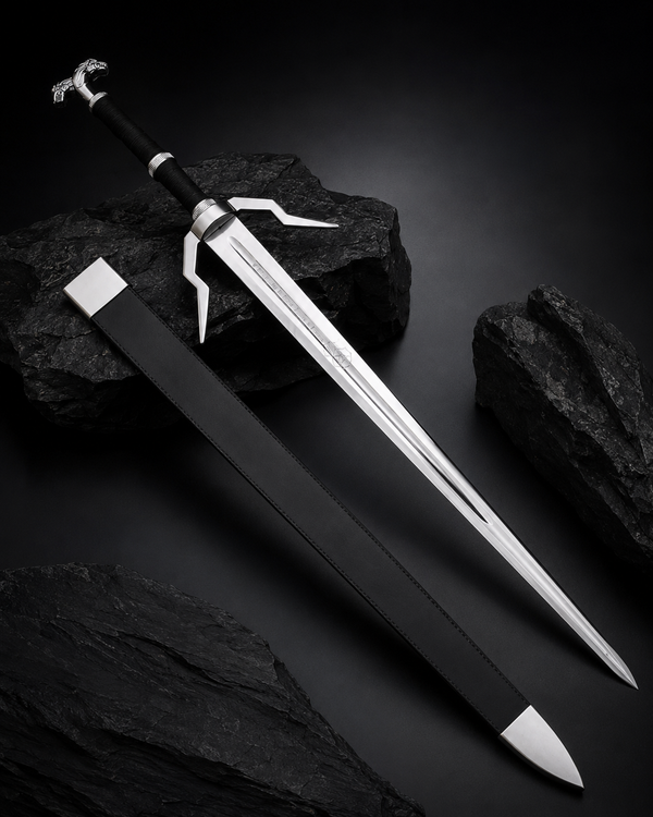 Witcher Sword Replica – Silver Fantasy Blade with Scabbard (Display Only) Replica