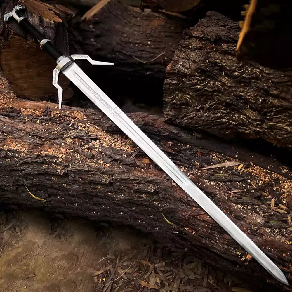 Witcher Sword Replica – Silver Fantasy Blade with Scabbard (Display Only) Replica